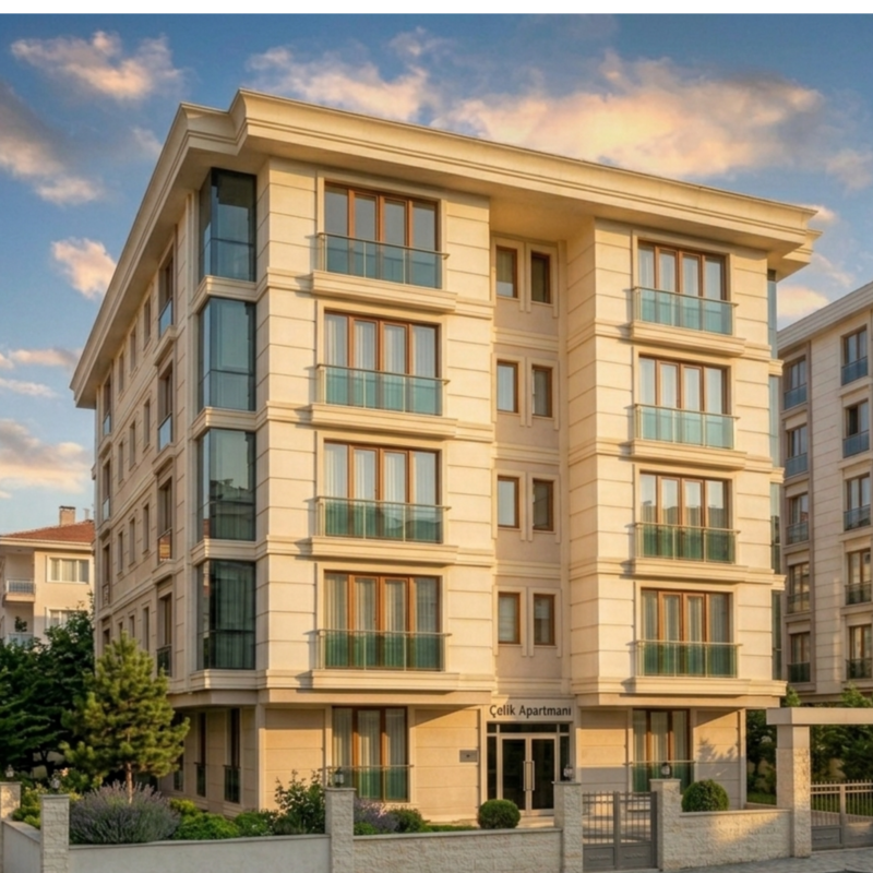 Çelik Apartmanı | 135 m2 Daire Balkon ve Füme Cam Cephe Detayları